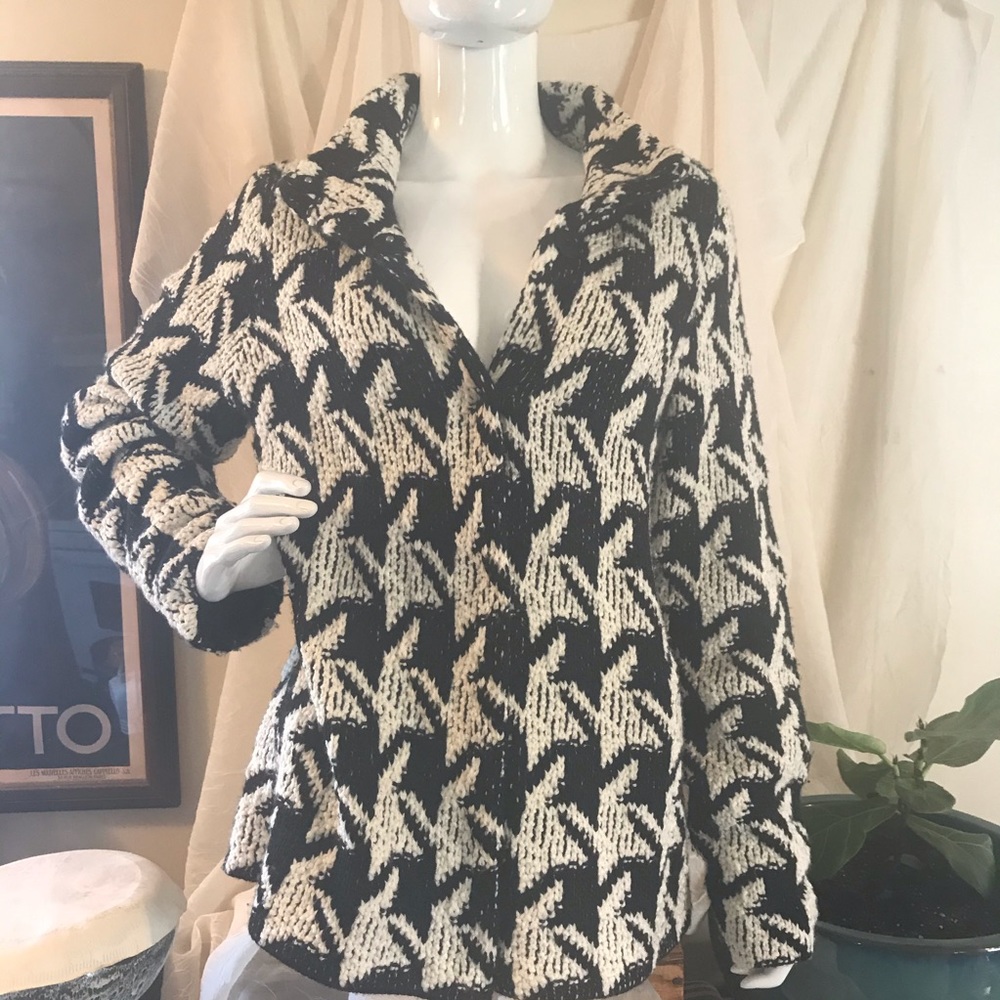 Chico’s Sweater coat black and white.